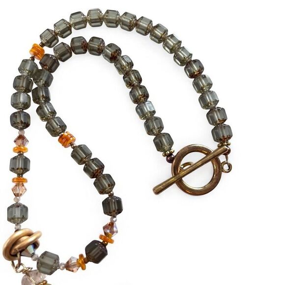 Czech Beaded Carnelian Pendant Necklace - Picture 5 of 5